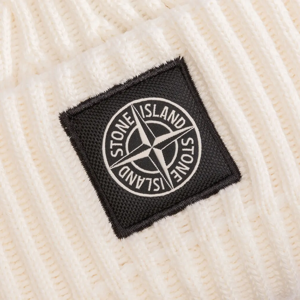 Full Rib Wool Beanie - Natural White