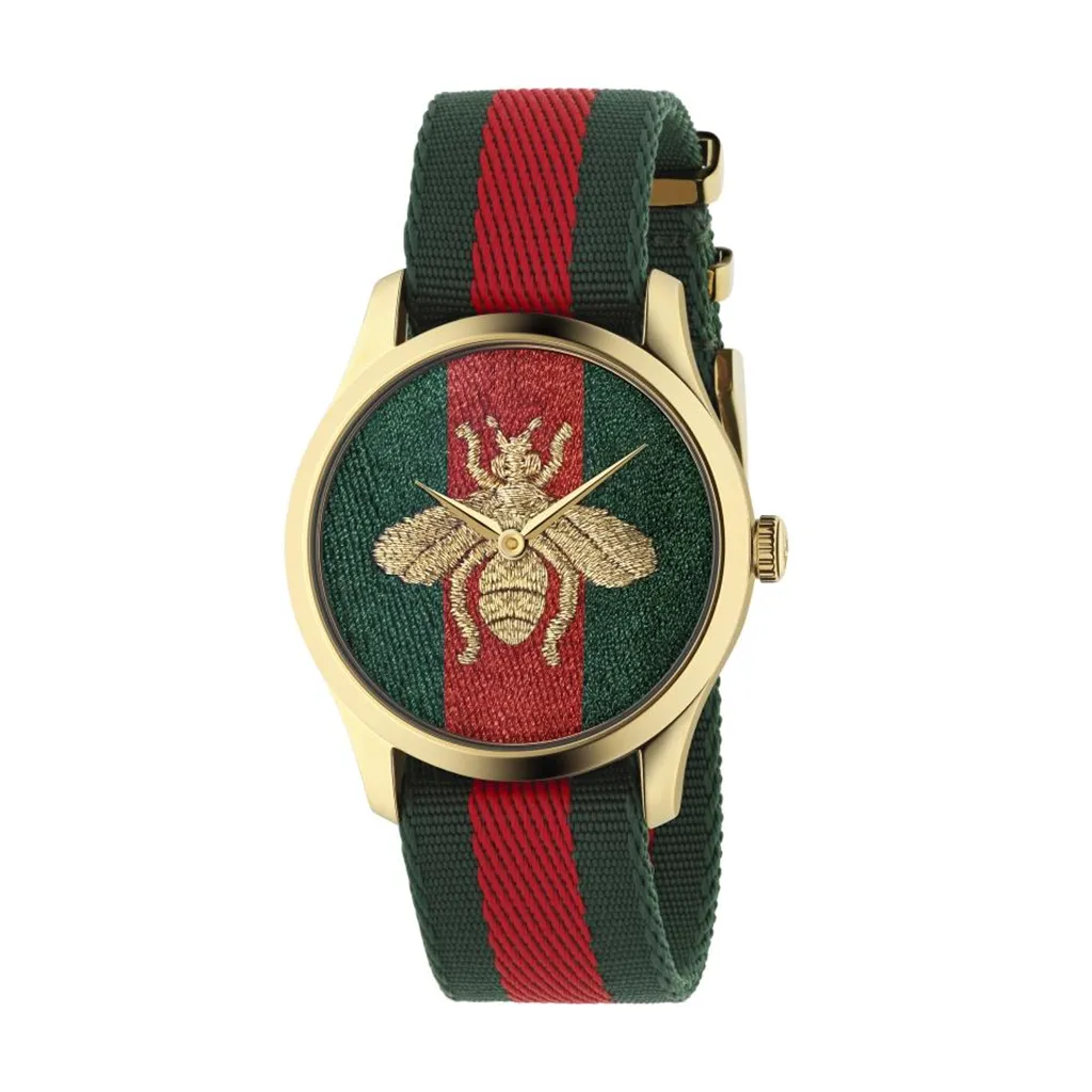 G-Timeless Watch with Green & Red Nylon Dial