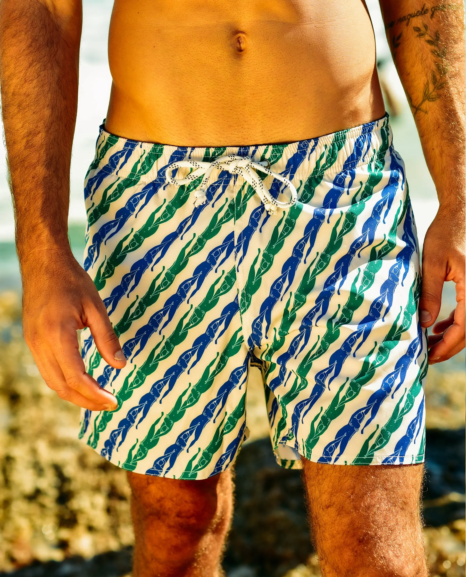 Gata Molhada Blue and Green Shorts