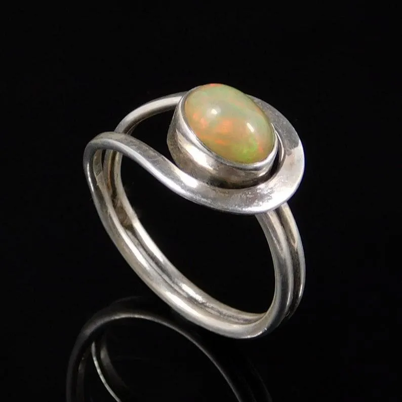 Genuine Opal 925 Sterling Silver Ring,Handmade Jewelry, Gift for Women