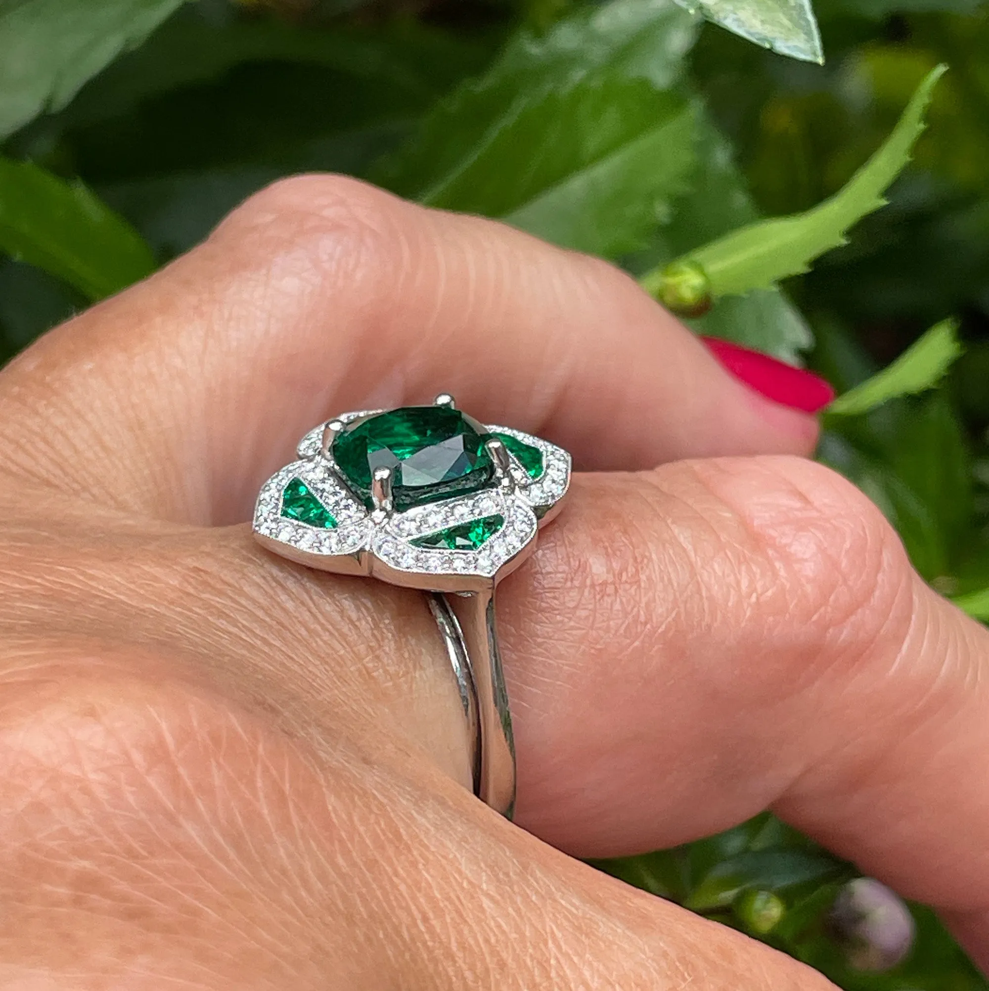 GIA Untreated No Oil 3.48ctw Emerald Diamond Platinum Estate Vintage Ring