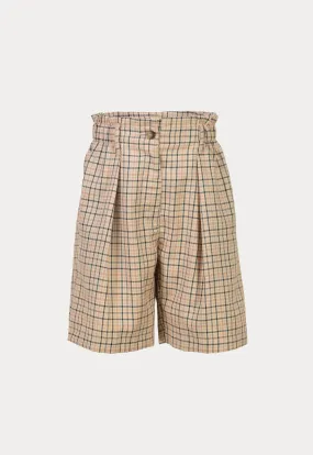 Girls Plaid Elasticated Side Waist Trouser