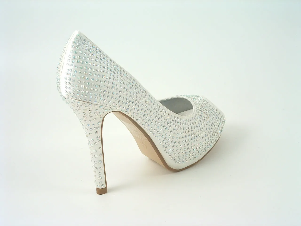 Glitz Shoes Diamante Peep Toe Court Shoe