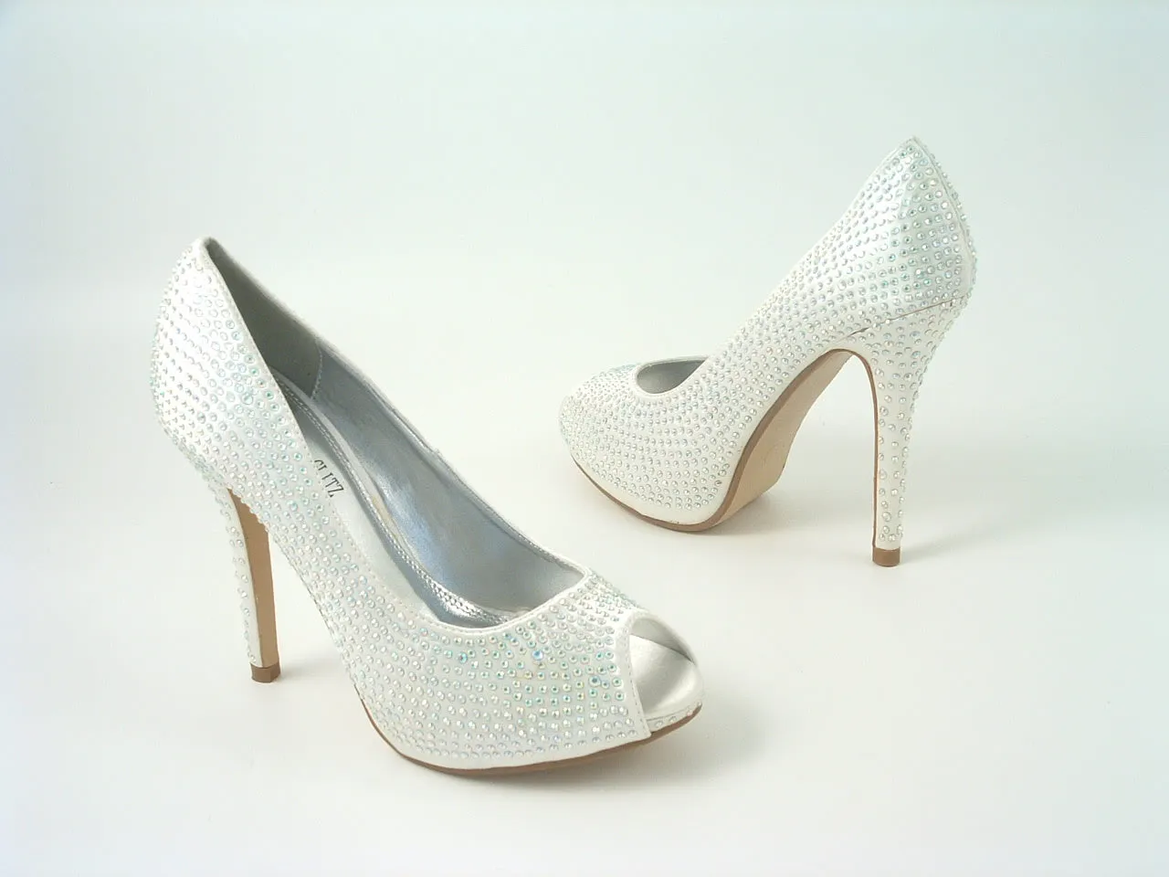 Glitz Shoes Diamante Peep Toe Court Shoe