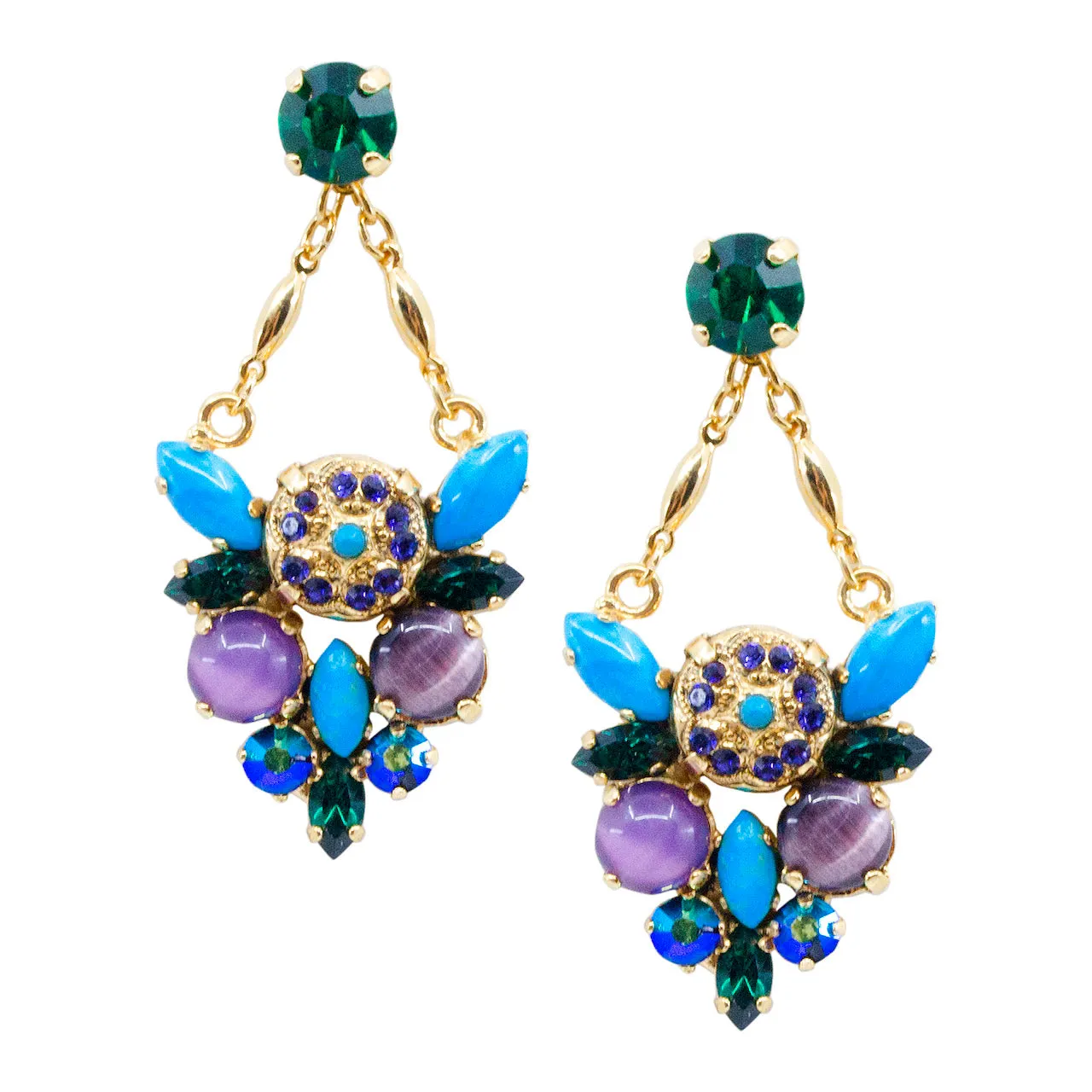 Goddess Kali Amethyst and Turquoise Pendant Earrings by AMARO