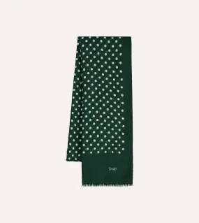 Green Hand-Drawn Polka Dot Wool Scarf