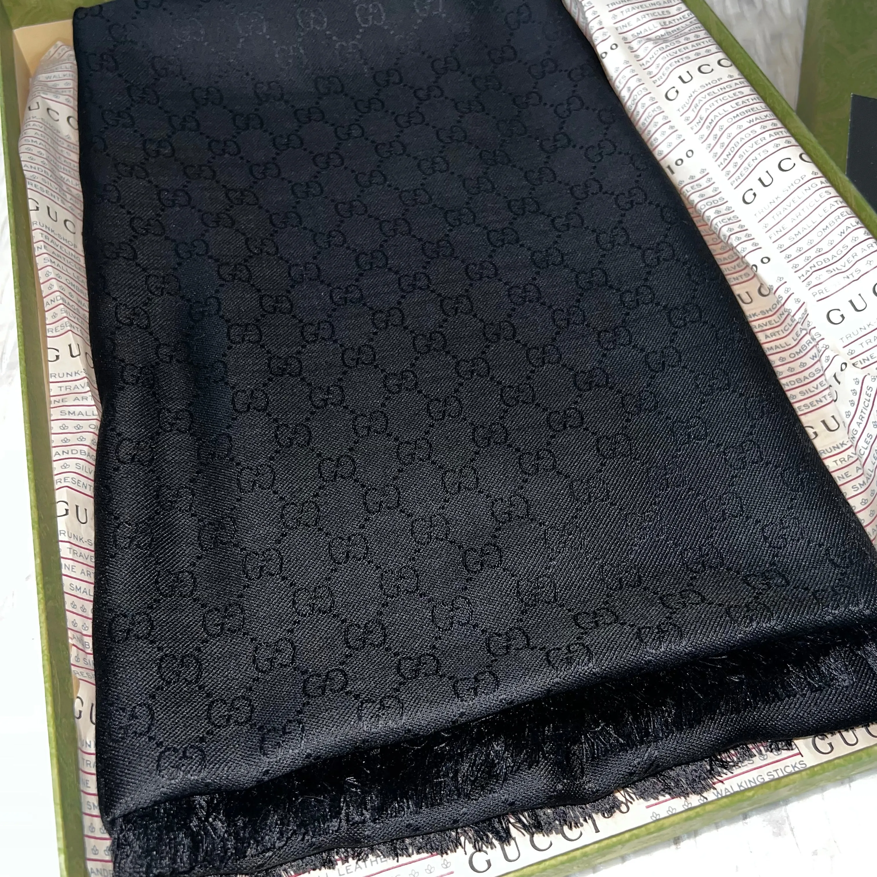 GUCCI GG Jacquard Silk Wool Shawl