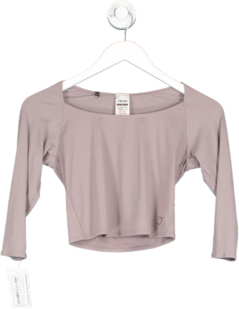 gymshark Purple Elevate 3/4 Sleeve Crop Top In Washed Mauve UK S