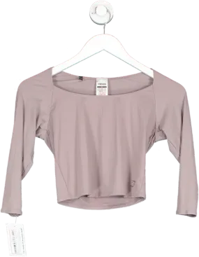 gymshark Purple Elevate 3/4 Sleeve Crop Top In Washed Mauve UK S