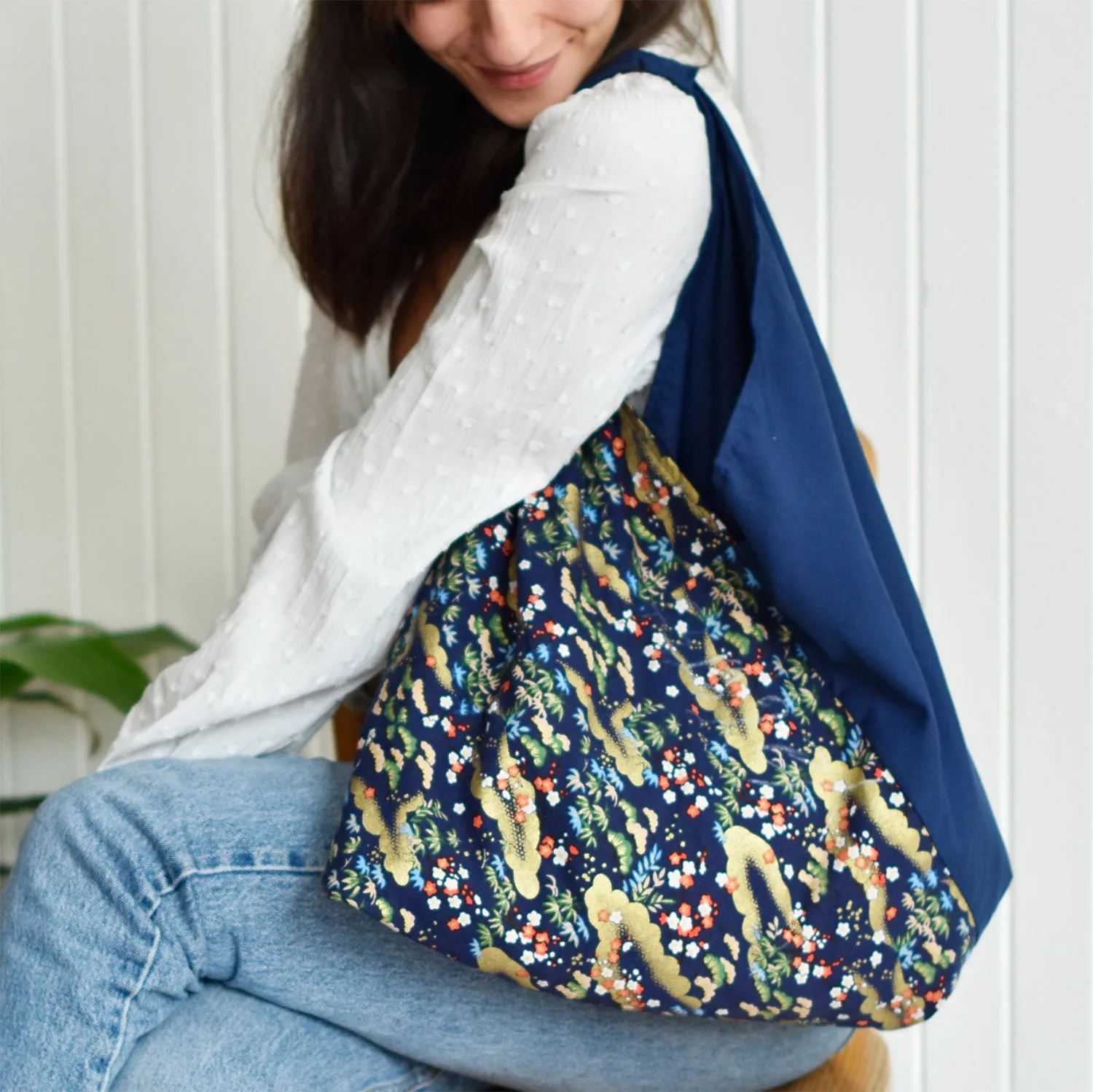 *Handmade* Origami bag | Market bag | Sakura (Navy Blue)