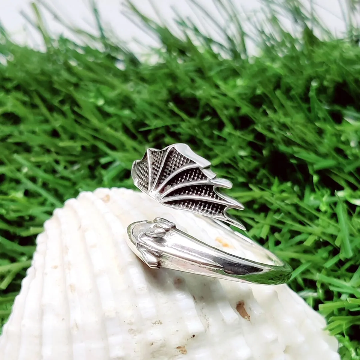 Handmade Solid Silver Snake Ring, Adjustable Yoga Meditation Ring, Spiritual Dragon Serpent Ring