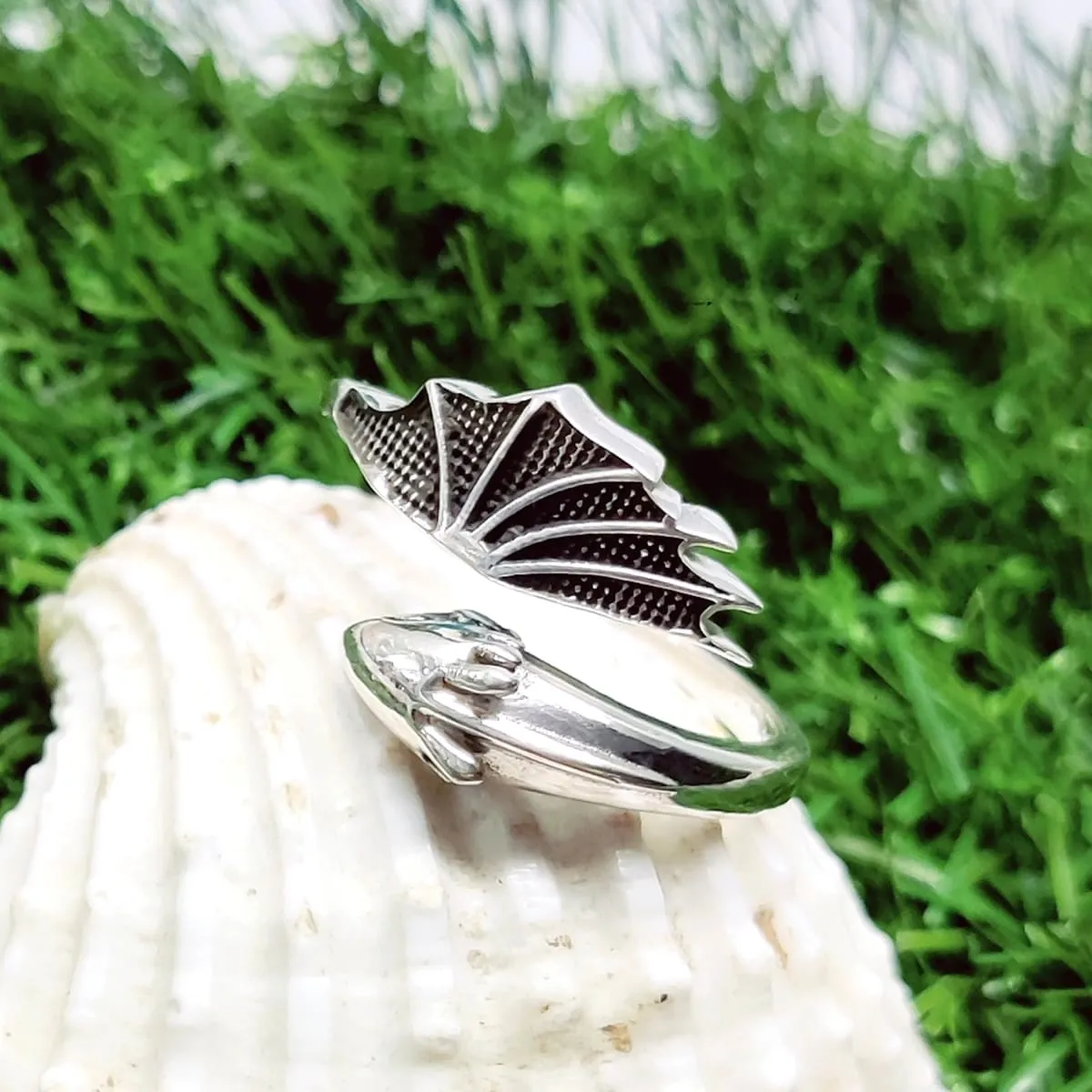 Handmade Solid Silver Snake Ring, Adjustable Yoga Meditation Ring, Spiritual Dragon Serpent Ring