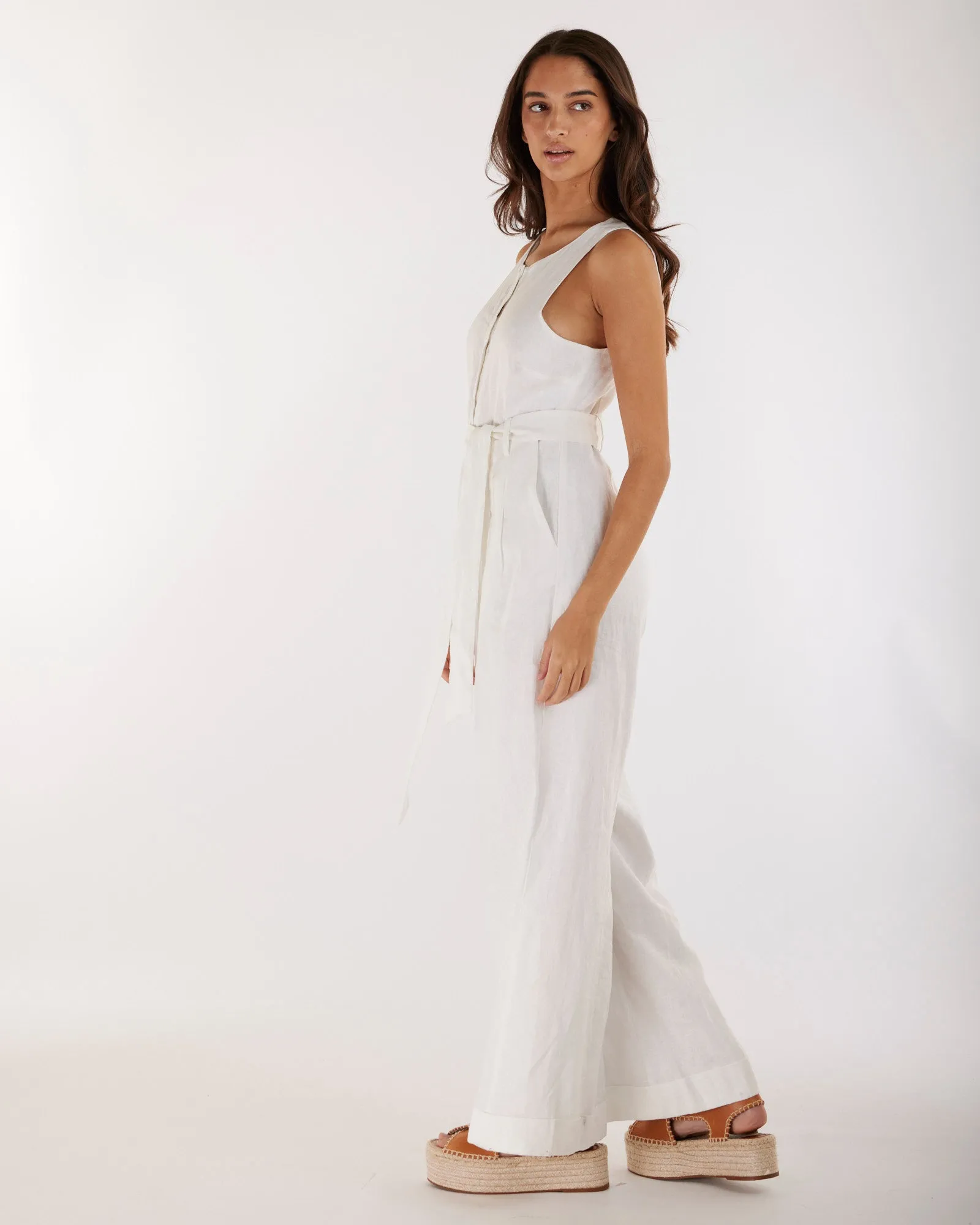 Imari Linen Jumpsuit - White