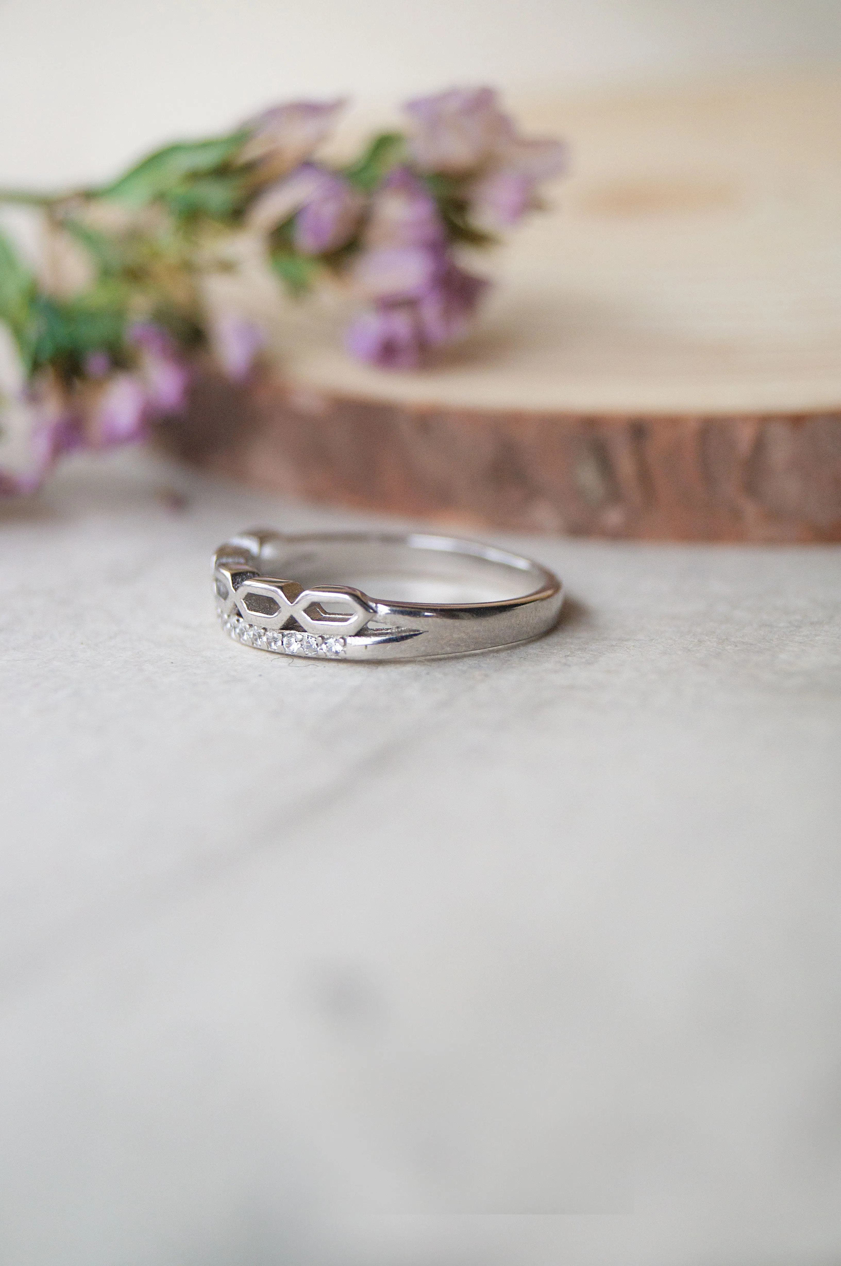 Interwined Sparkle Sterling Silver Band Ring