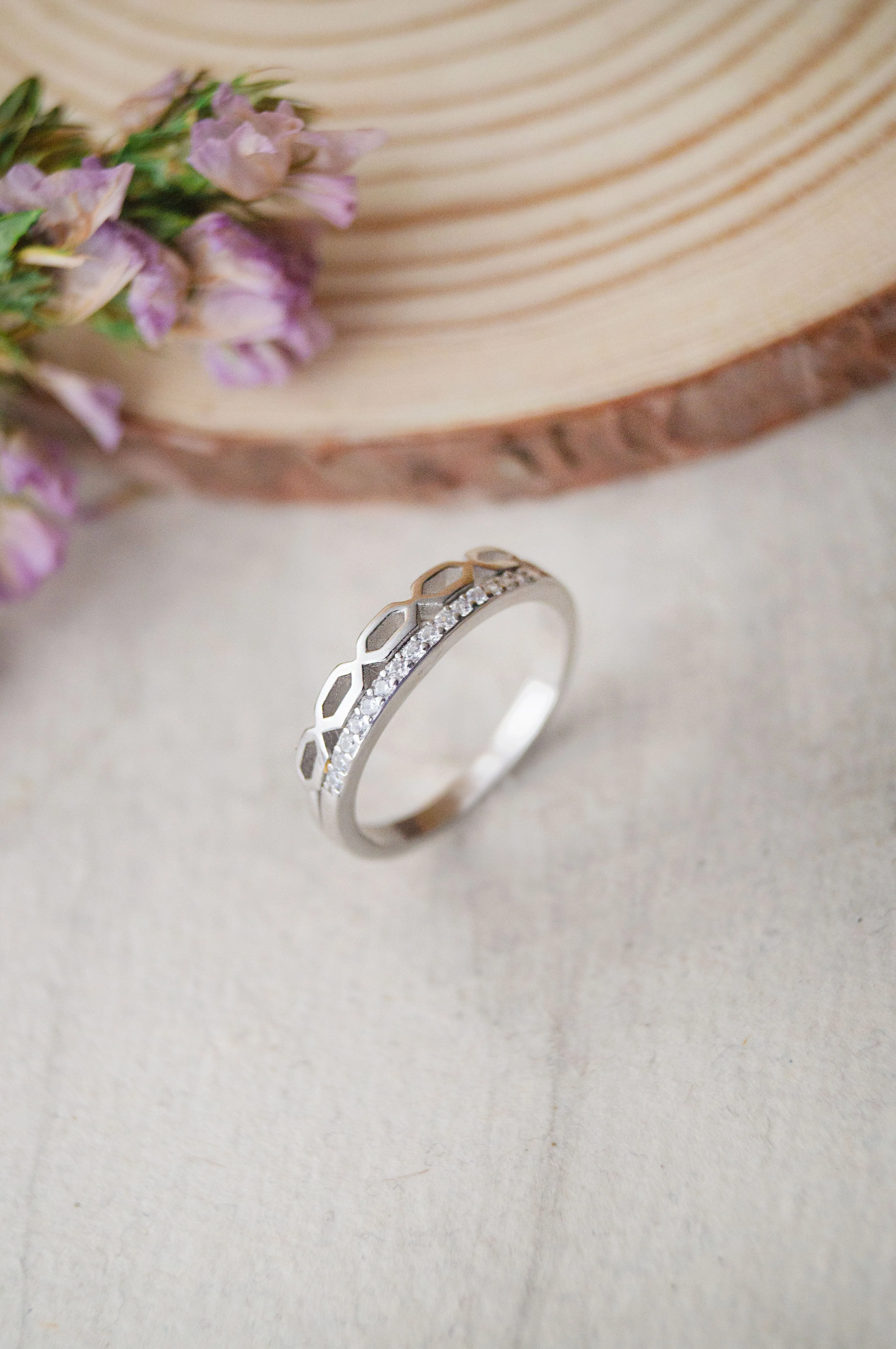 Interwined Sparkle Sterling Silver Band Ring