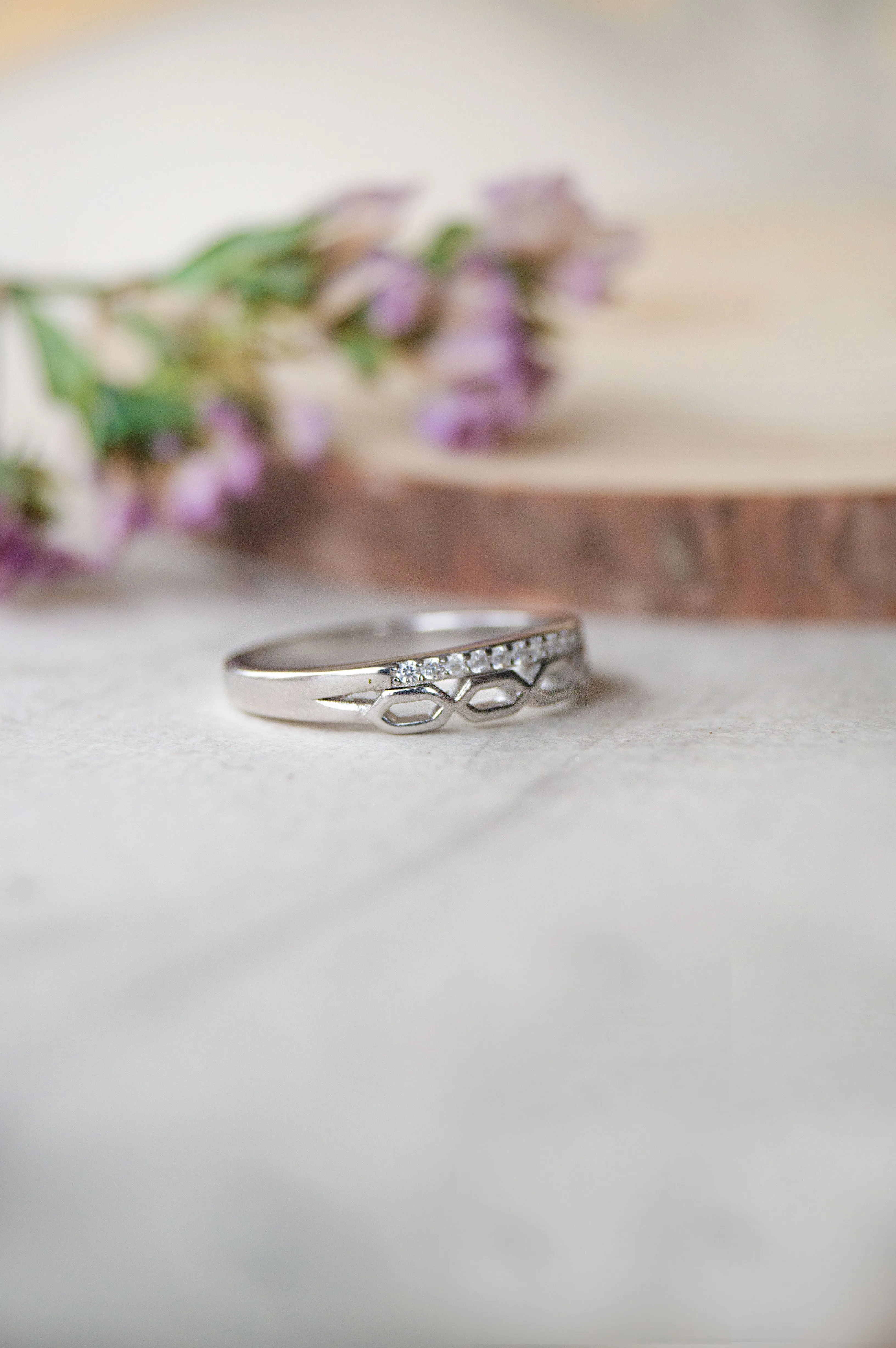 Interwined Sparkle Sterling Silver Band Ring