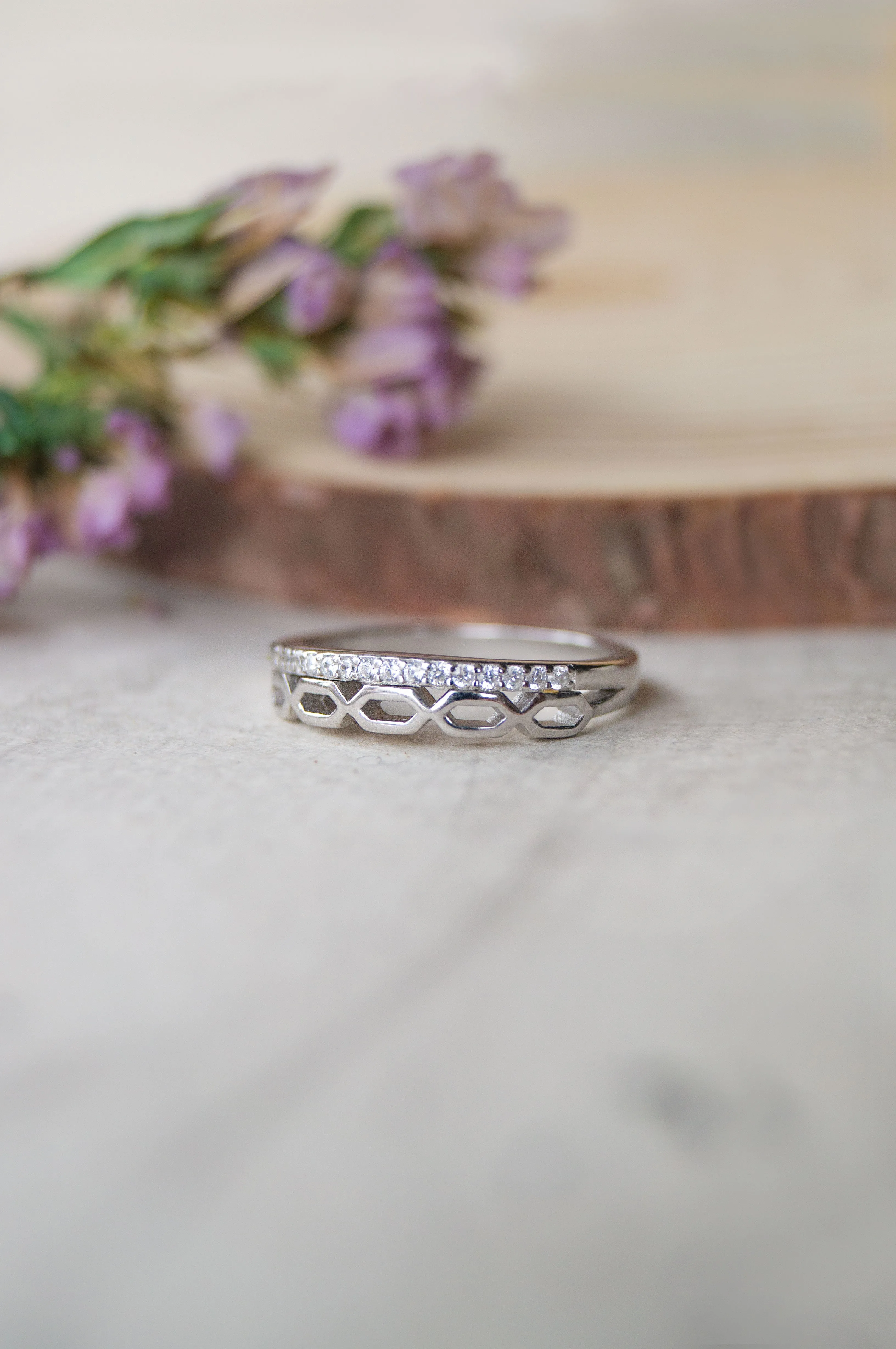 Interwined Sparkle Sterling Silver Band Ring