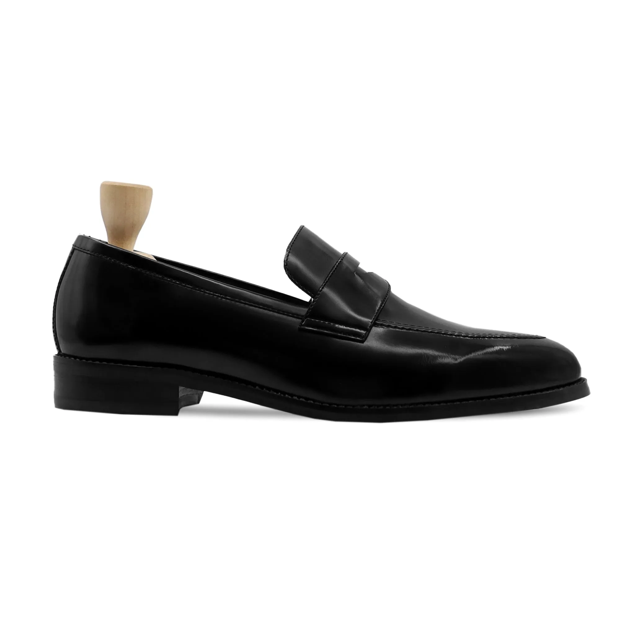 Juancho - Men's Black Box Leather High Shine Loafer