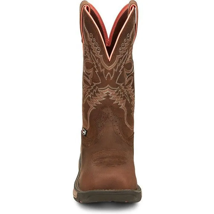 Justin Women's Rush 11 Comp Toe WP Western Work Boot -Brown- SE4357