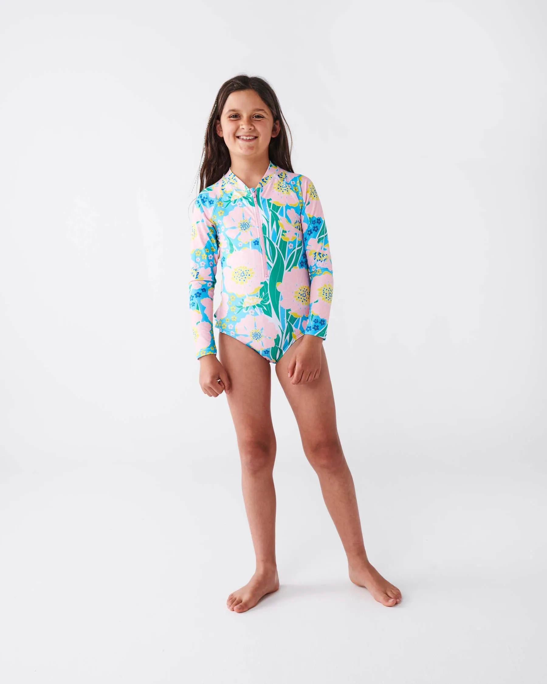 Kip & Co | Tumbling Flowers Long Sleeve Bathers