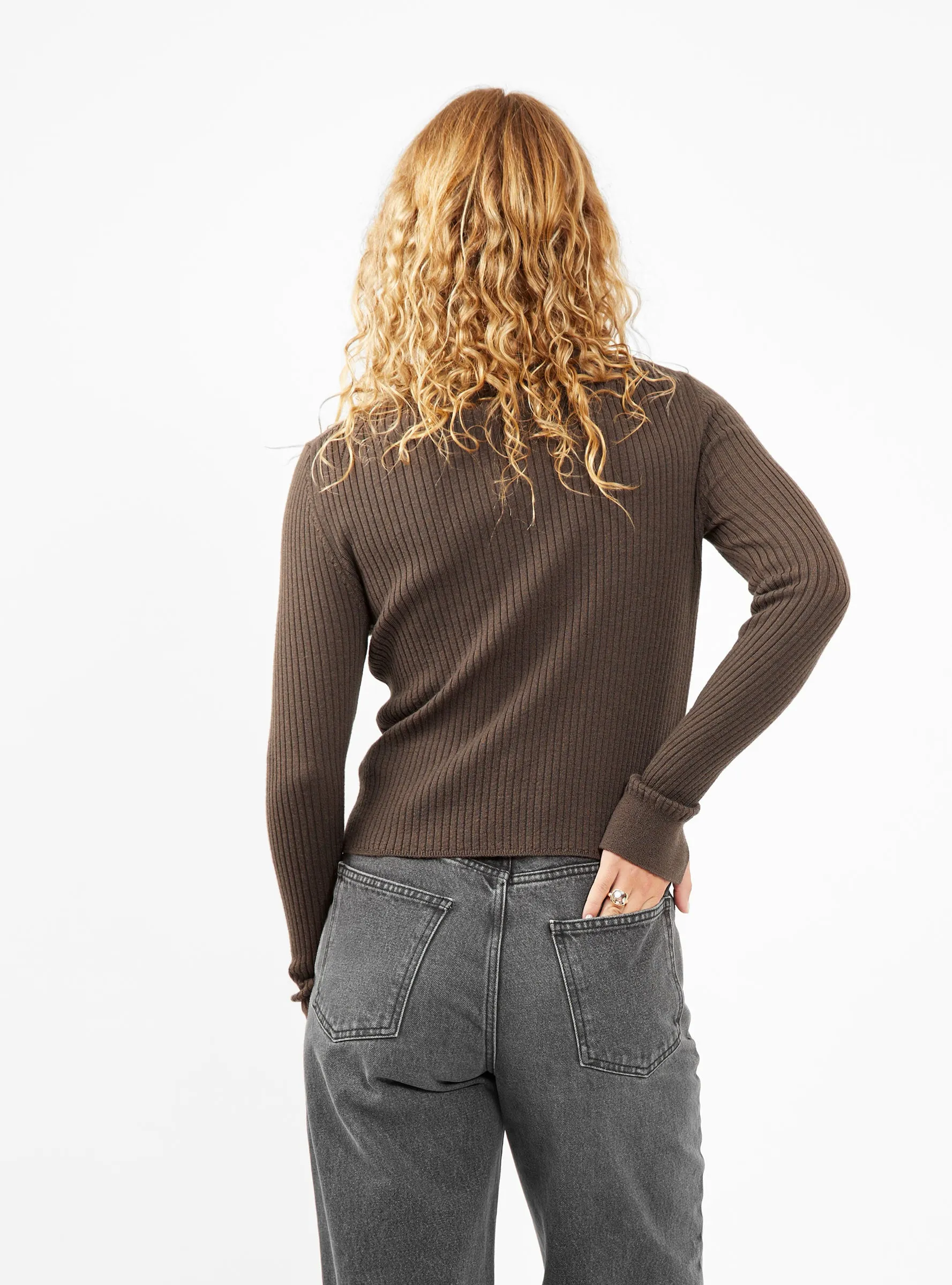 Knitted Rib Shirt Chestnut Brown