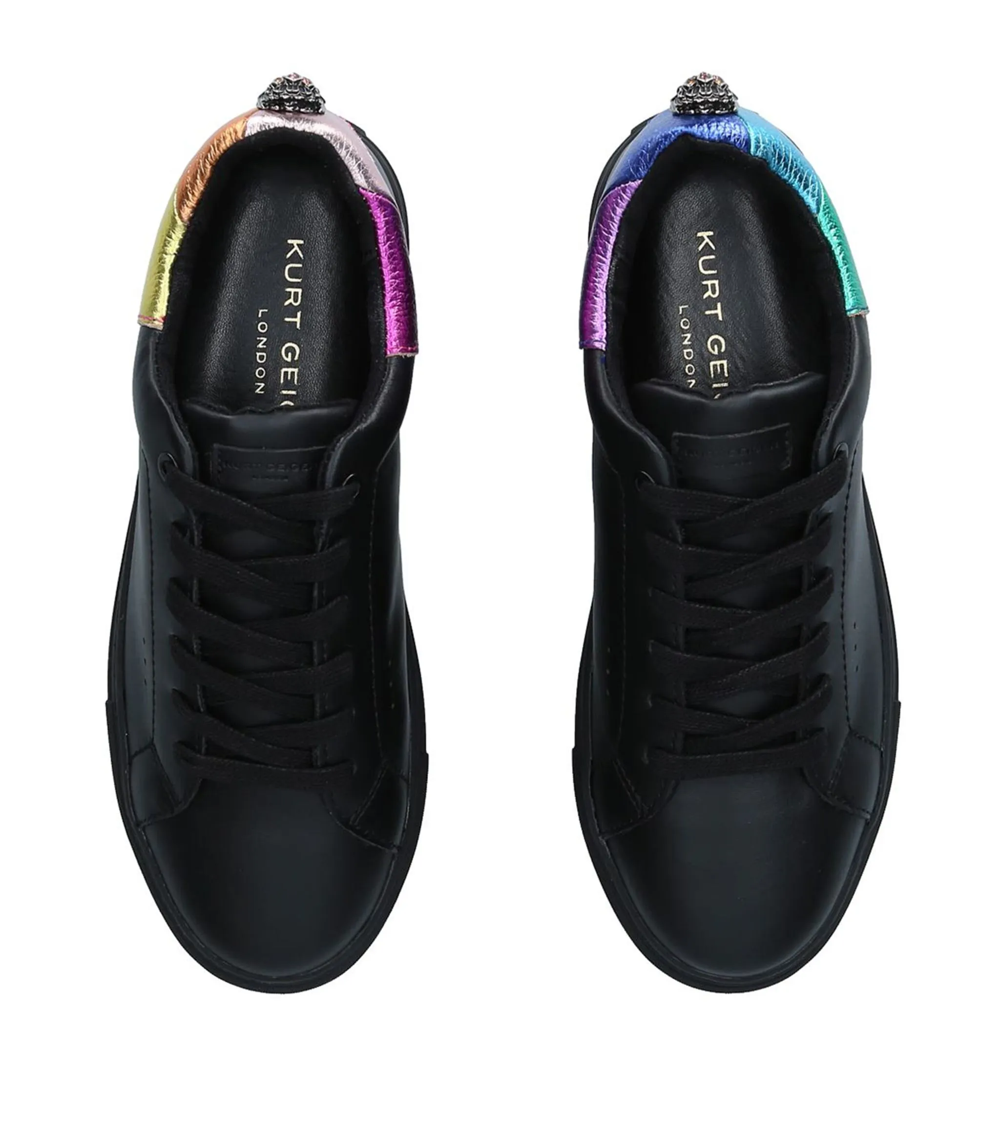 Kurt Geiger Black Laney Eagle Rainbow Detail Trainers UK 5 EU 38 👠