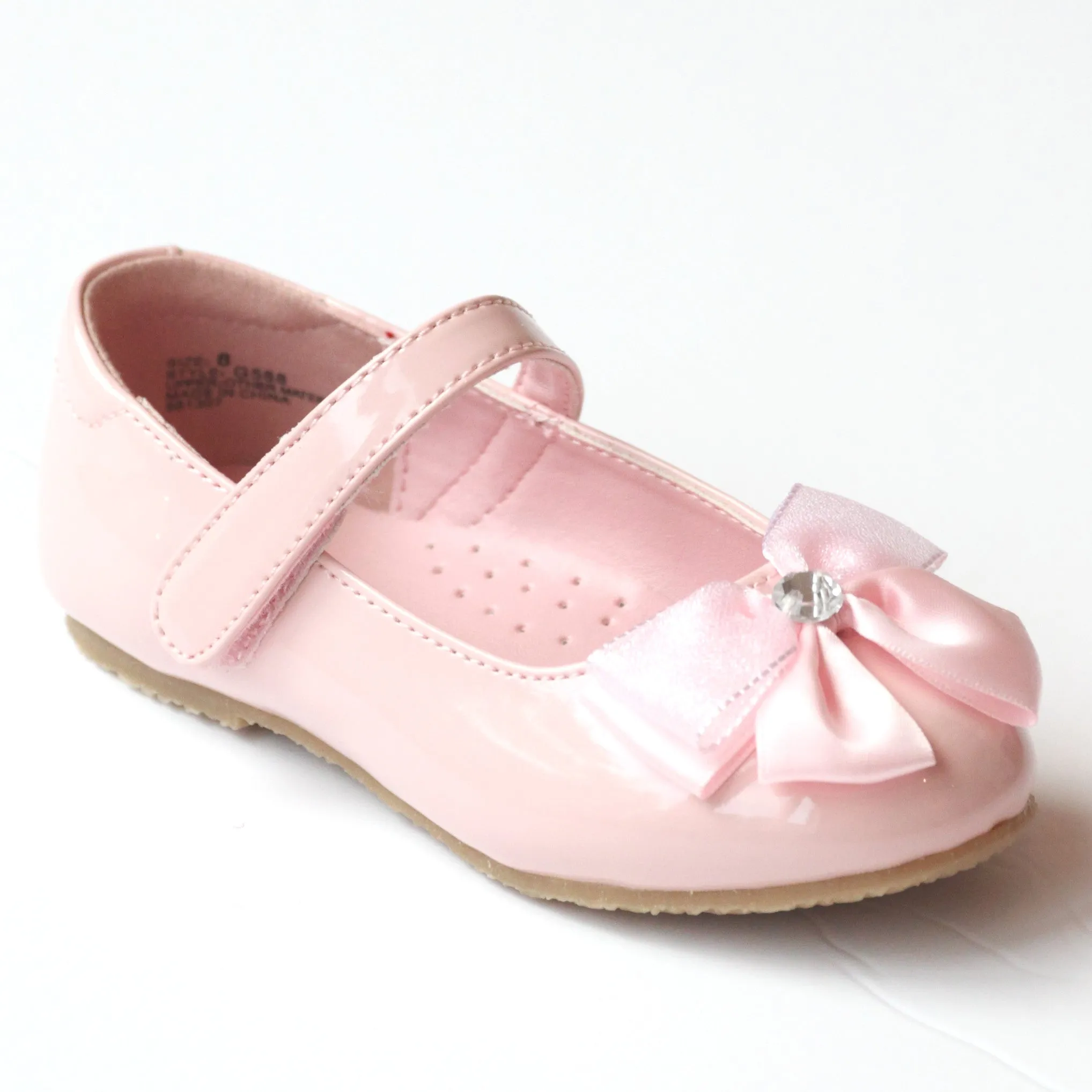 L'Amour Girls Jeweled Satin Bow Flats