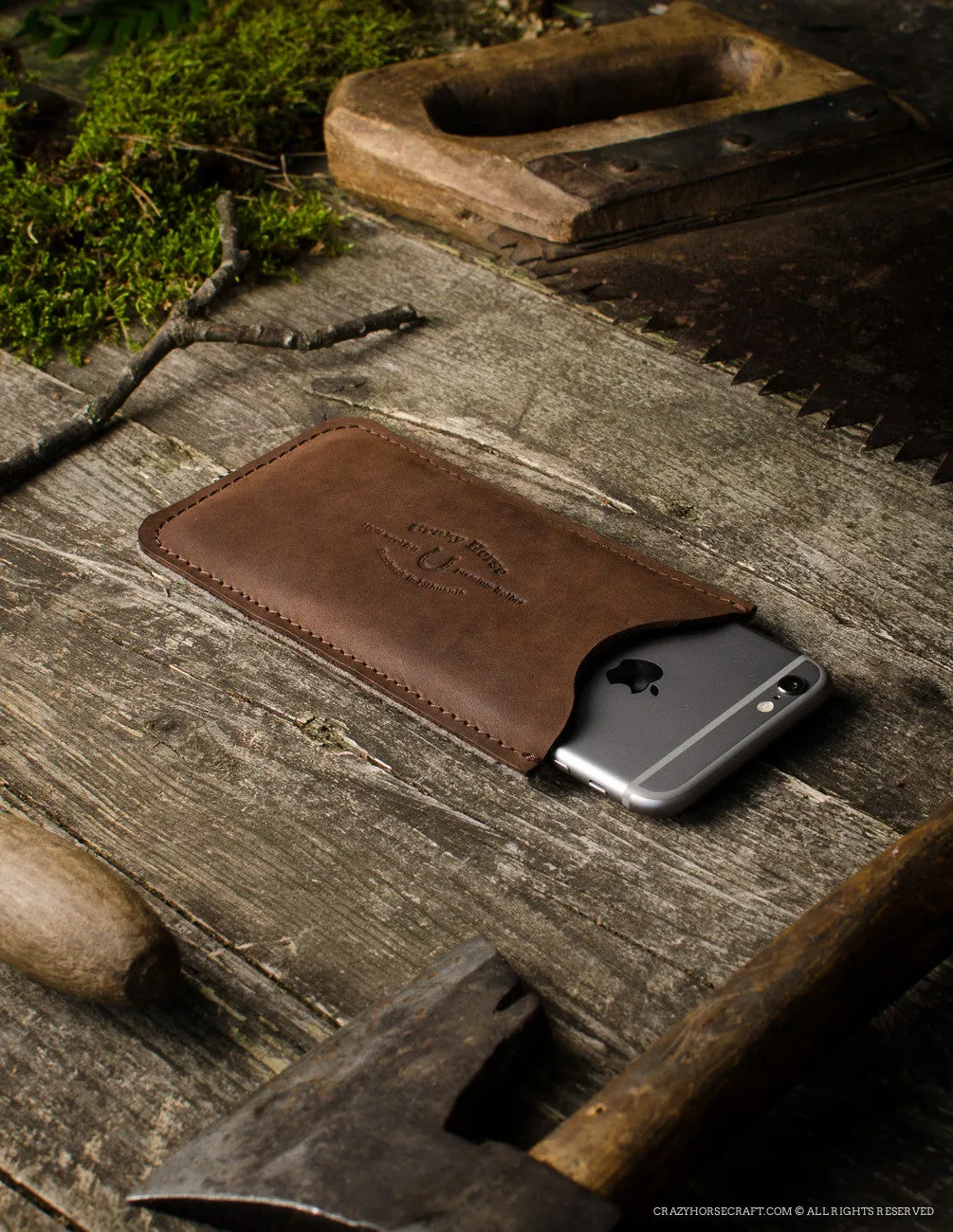 Leather iPhone Case With Card Pocket | WoodBrown