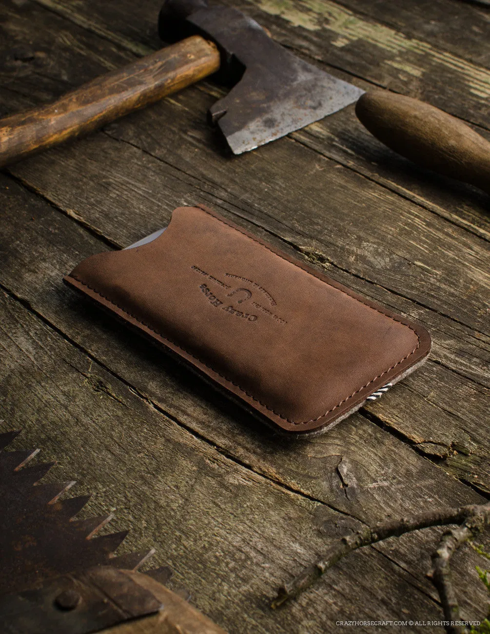 Leather iPhone Case With Card Pocket | WoodBrown