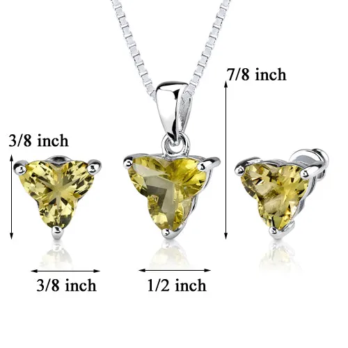 Lemon Quartz 6.75 Carats Pendant Earrings Set in Sterling Silver