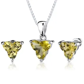 Lemon Quartz 6.75 Carats Pendant Earrings Set in Sterling Silver