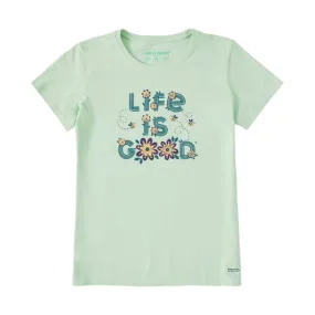 Life Is Good Women's Daisy Bees Crusher Lite Tee - Sage Green