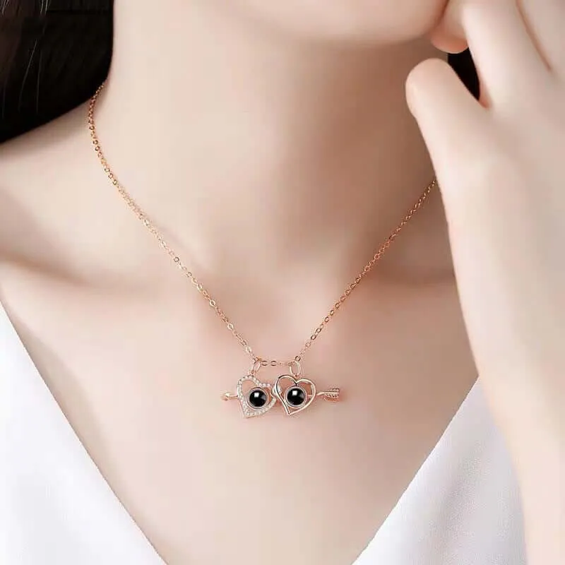 Love at First Sight Arrow Heart Projection Necklace