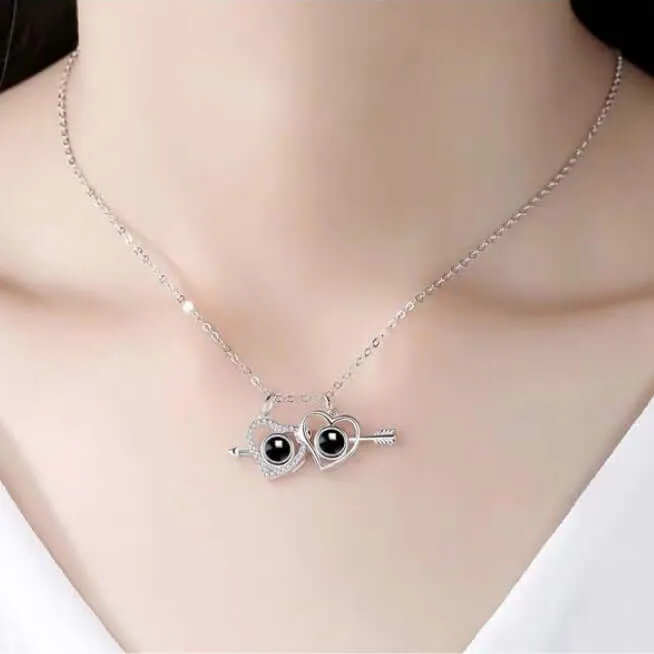 Love at First Sight Arrow Heart Projection Necklace