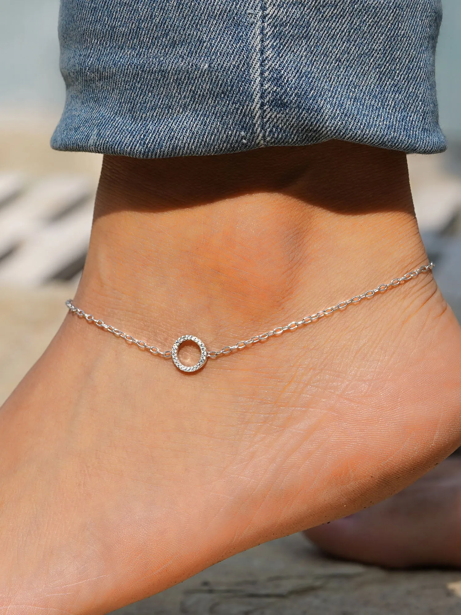 Love Circle Silver Anklet For Women