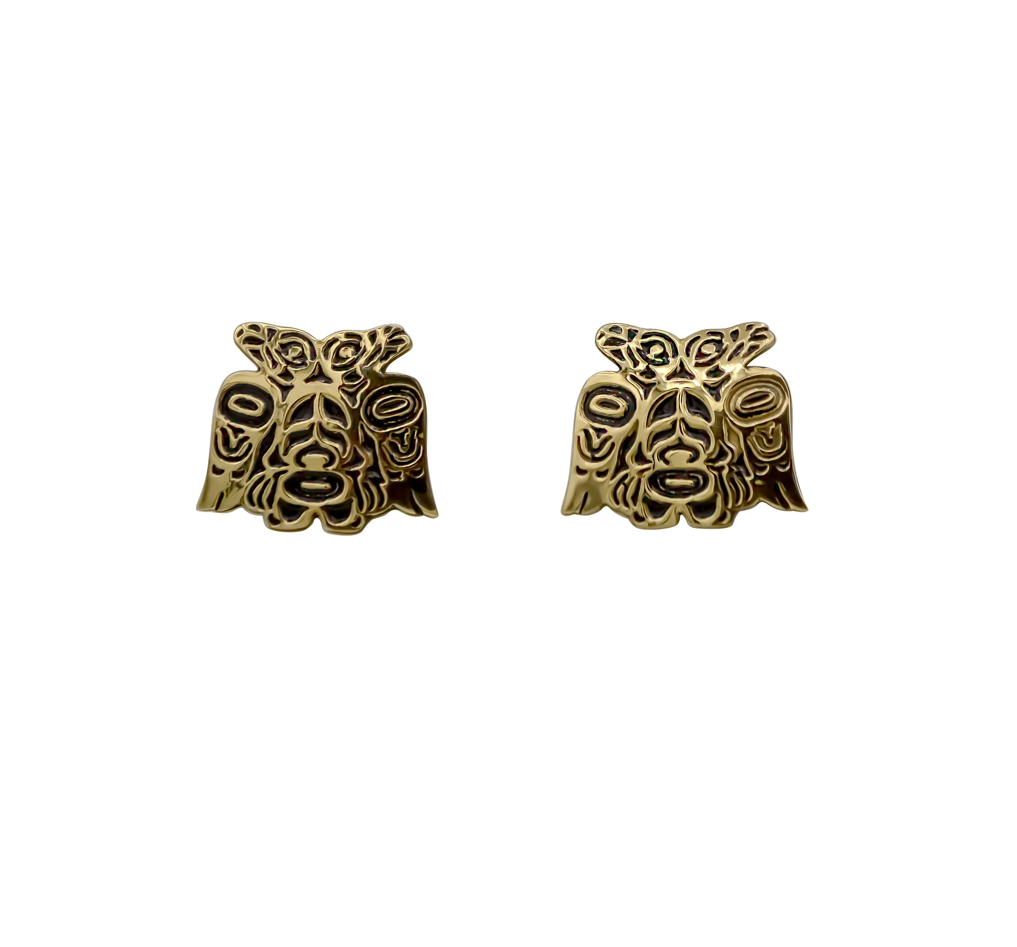 Lovebirds Alchemia Gold Post Earrings - 3/4 inch