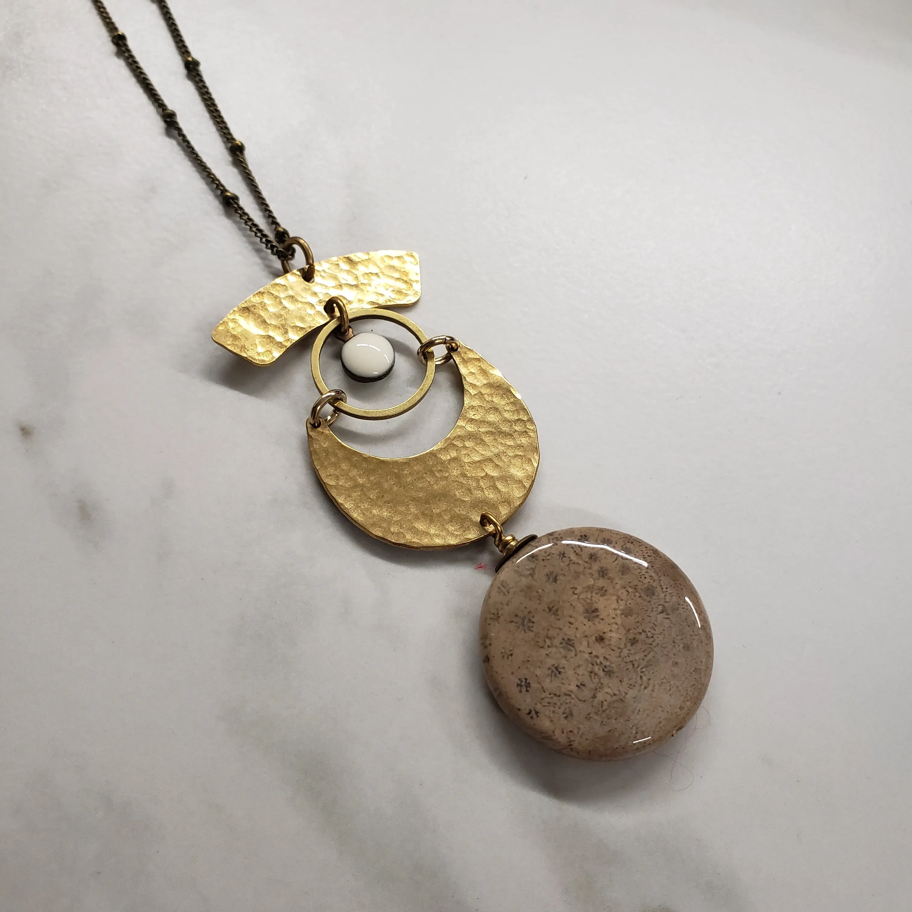 Lunar Eye Necklace - Fossil Coral Jasper