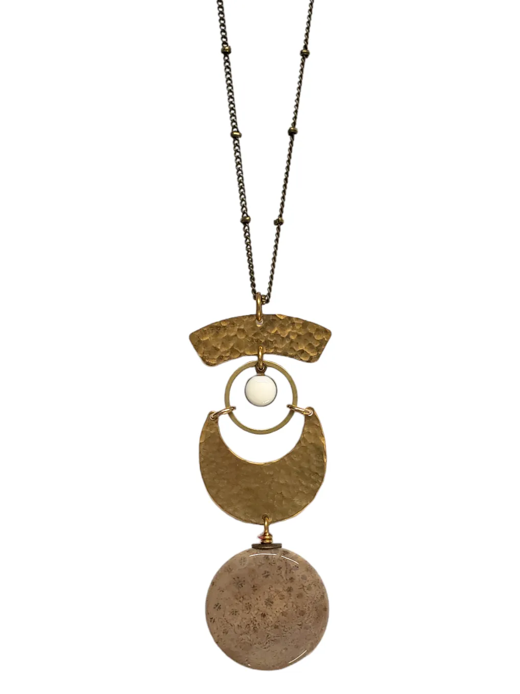 Lunar Eye Necklace - Fossil Coral Jasper