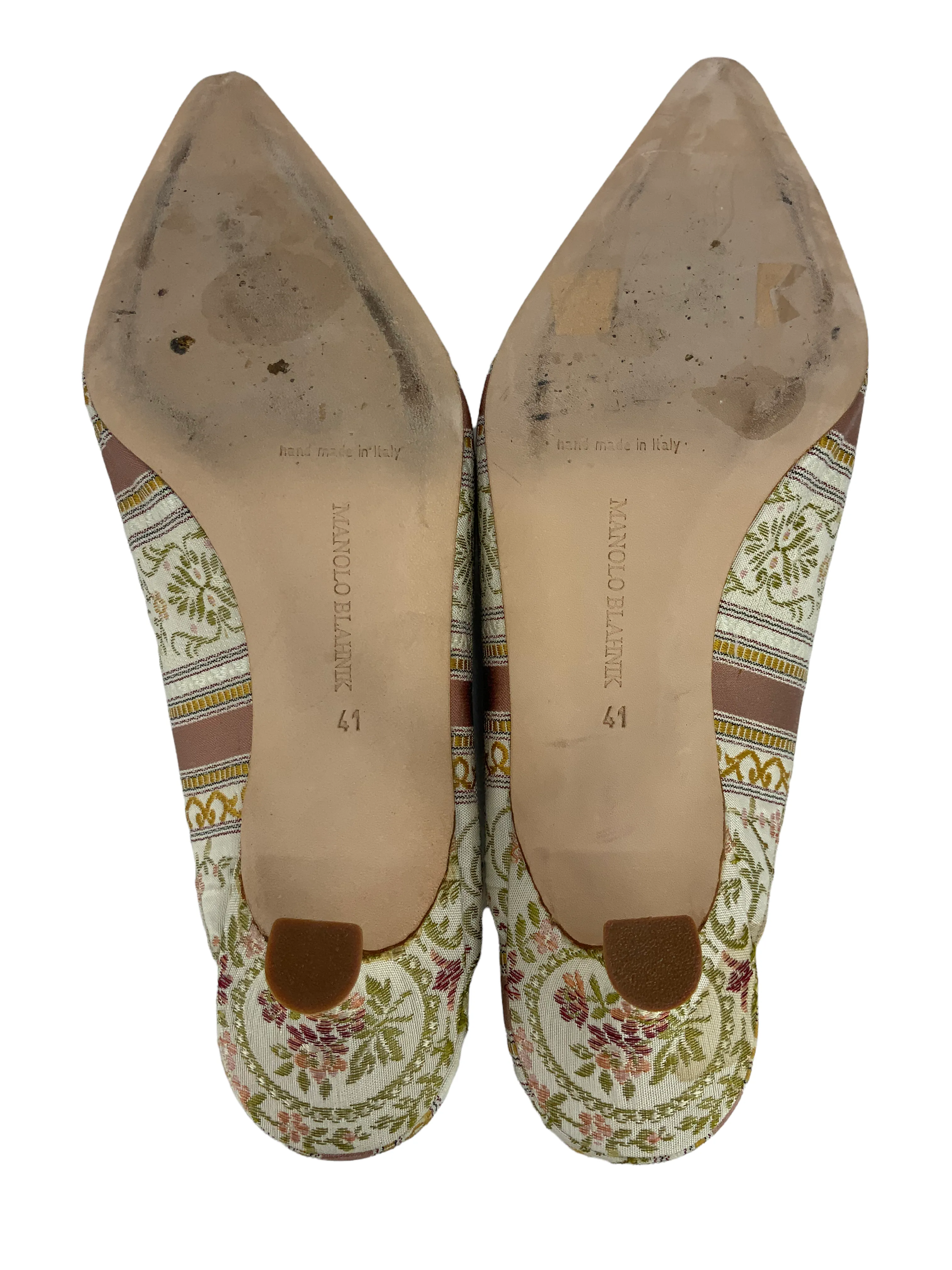 Manolo Blahnik Floral Embroidered Mules Size 11