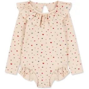 Manuca LS Frill Swimsuit - Multi Hearts