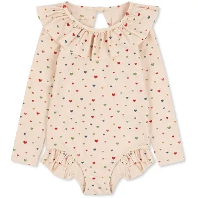 Manuca LS Frill Swimsuit - Multi Hearts