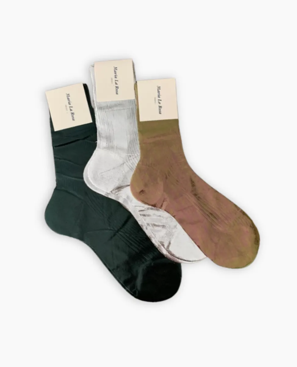 Maria La Rosa Silver Silk Socks