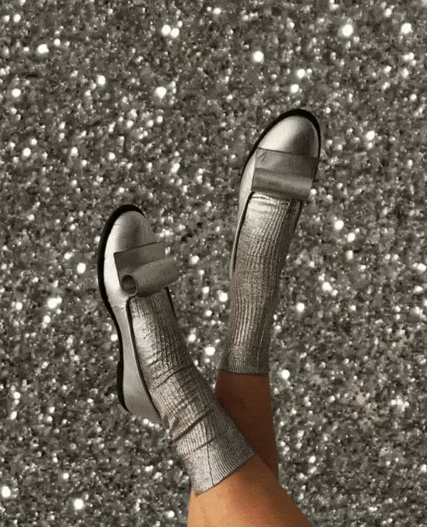 Maria La Rosa Silver Silk Socks