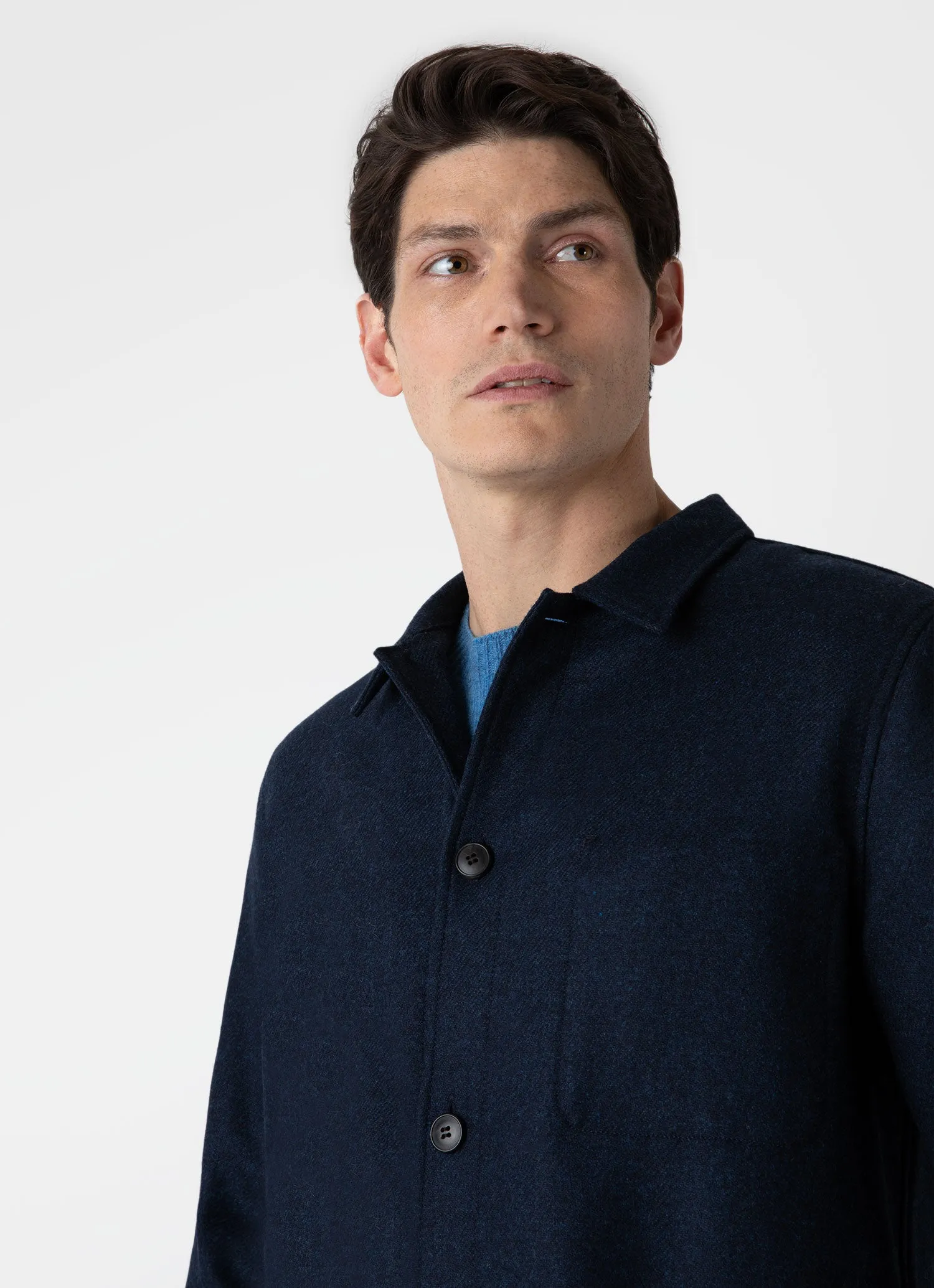 Men's Wool Twin Pocket Jacket in Light Navy Melange