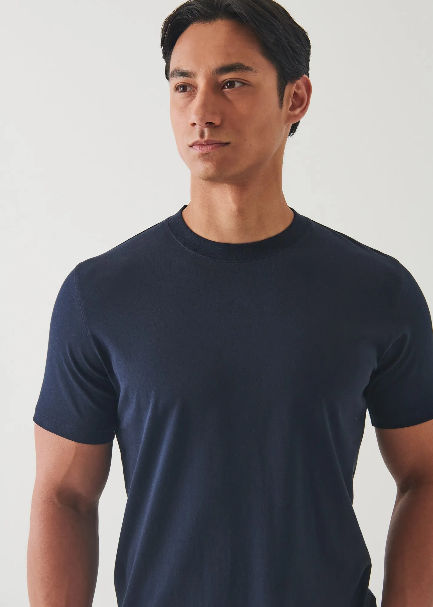 MERCERIZED PIMA COTTON HIGH NECK T-SHIRT