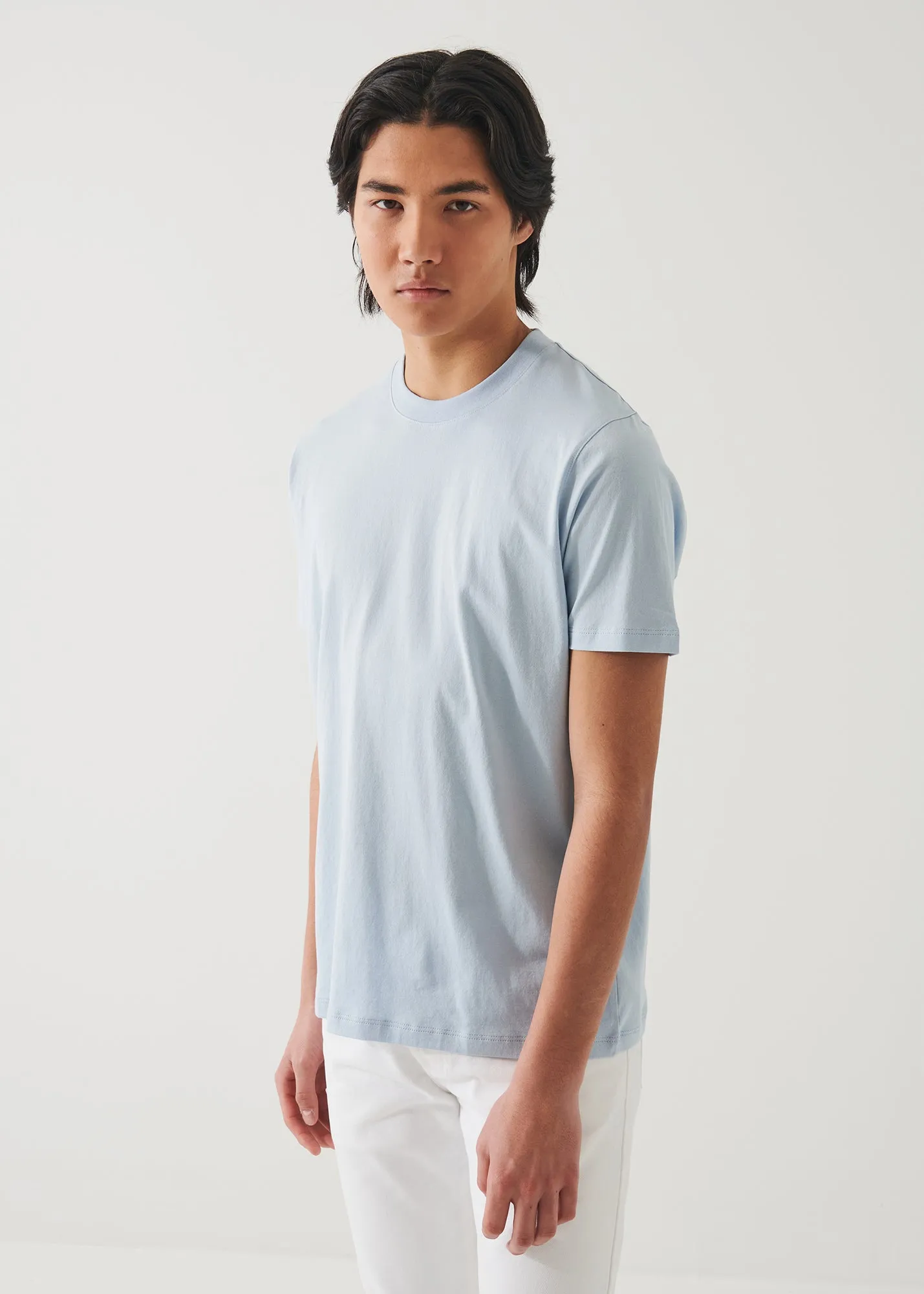 MERCERIZED PIMA COTTON HIGH NECK T-SHIRT