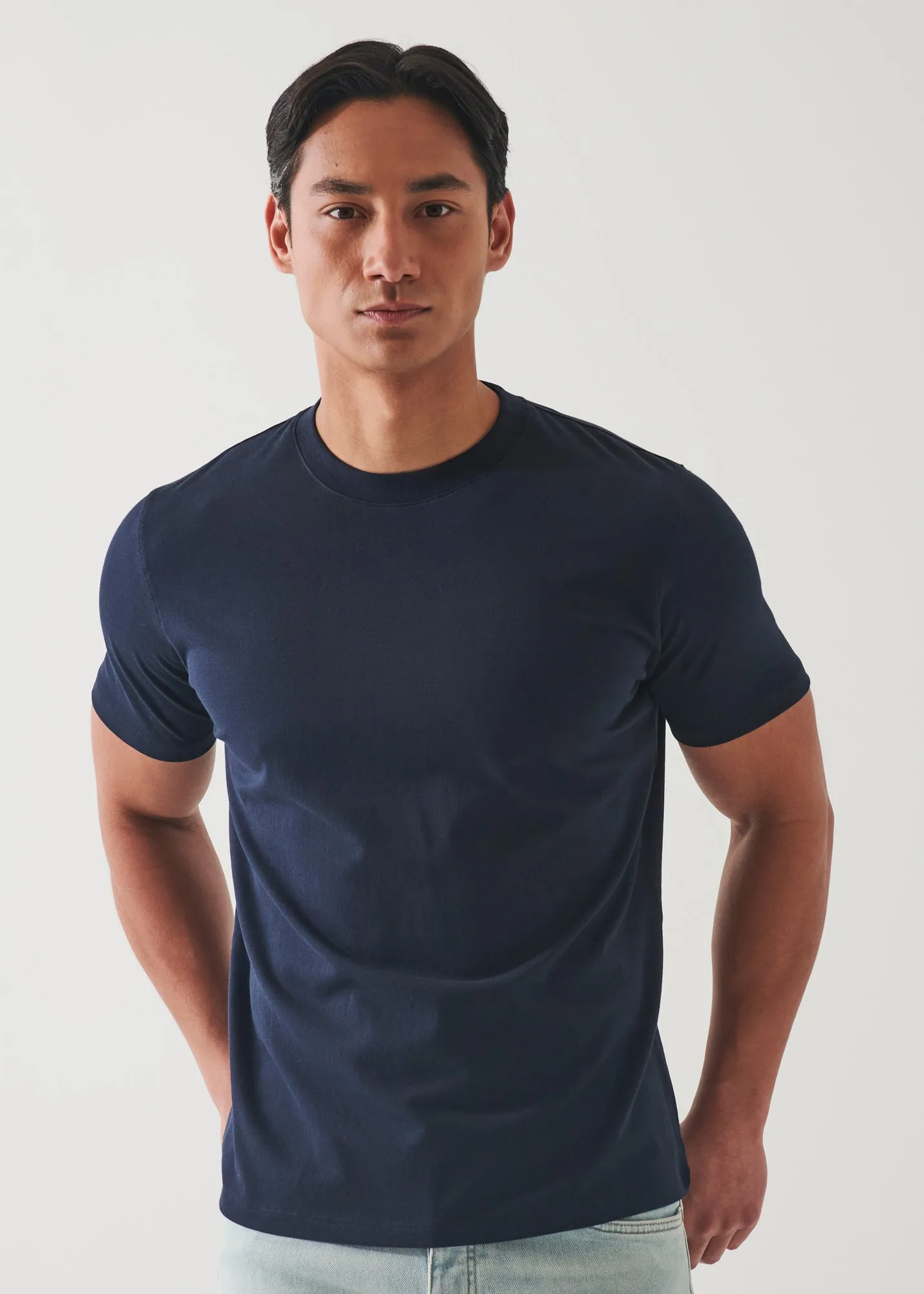 MERCERIZED PIMA COTTON HIGH NECK T-SHIRT