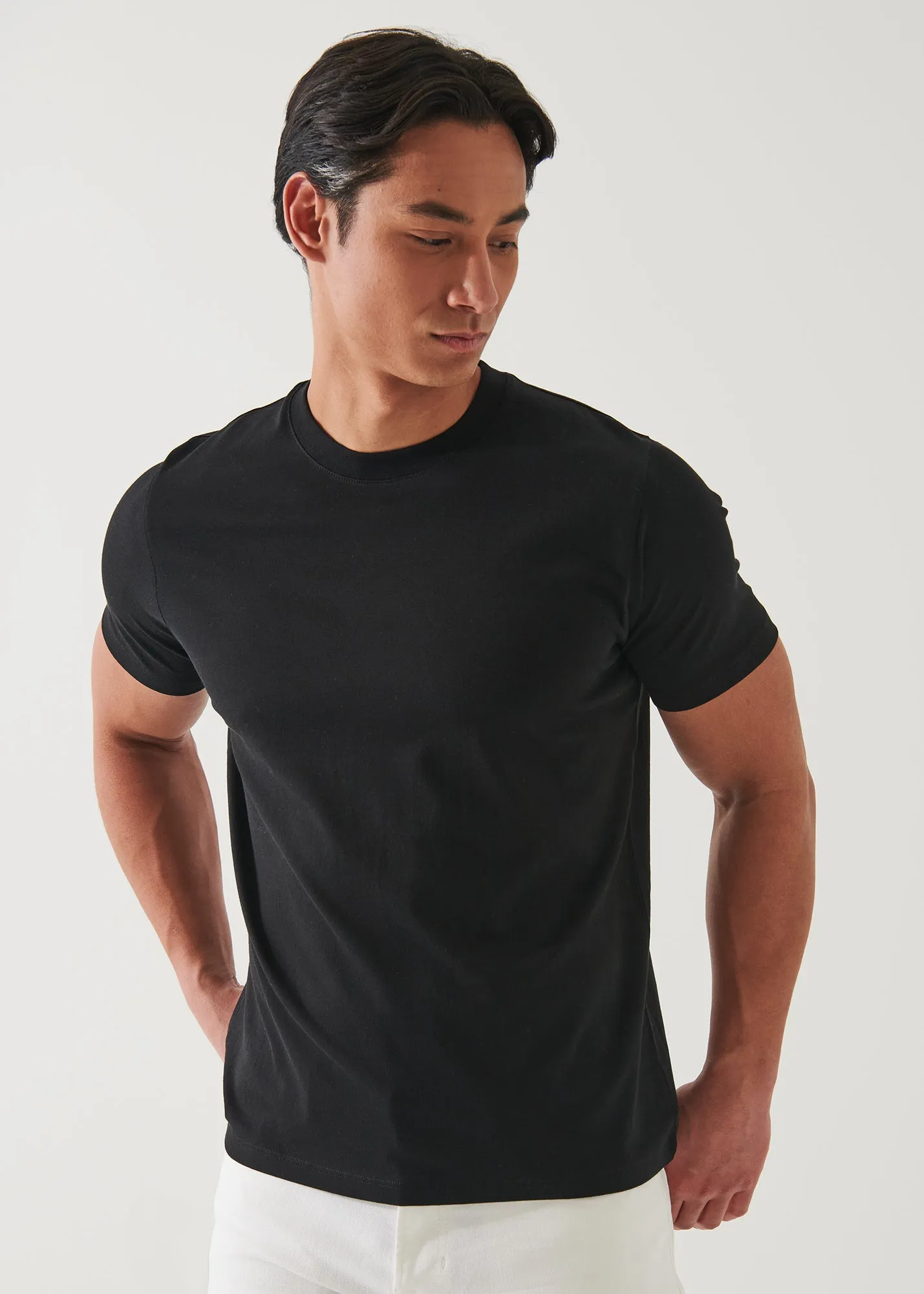 MERCERIZED PIMA COTTON HIGH NECK T-SHIRT