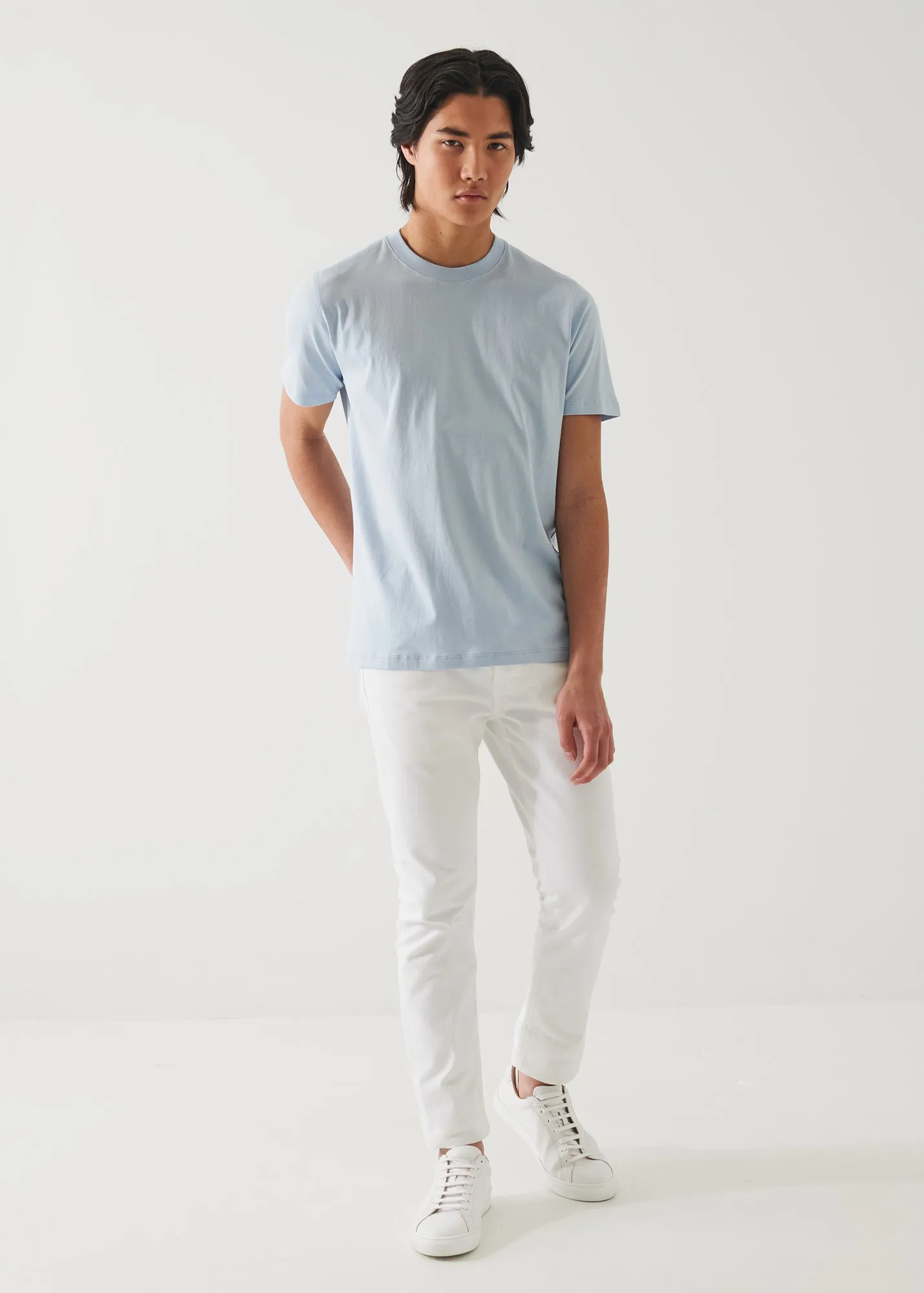 MERCERIZED PIMA COTTON HIGH NECK T-SHIRT