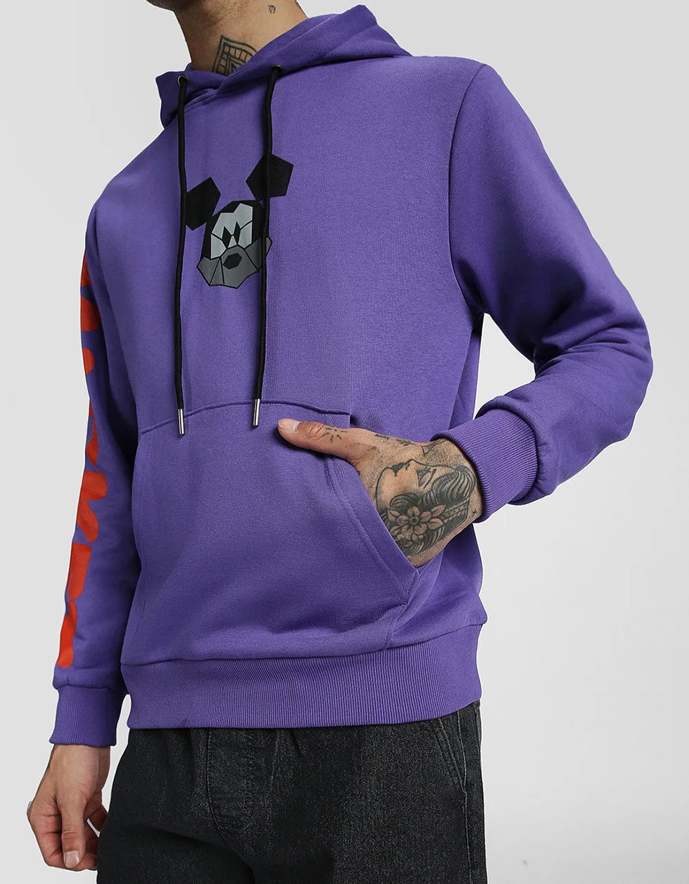 Mickey Purple Back Graphic Printed Hoodie